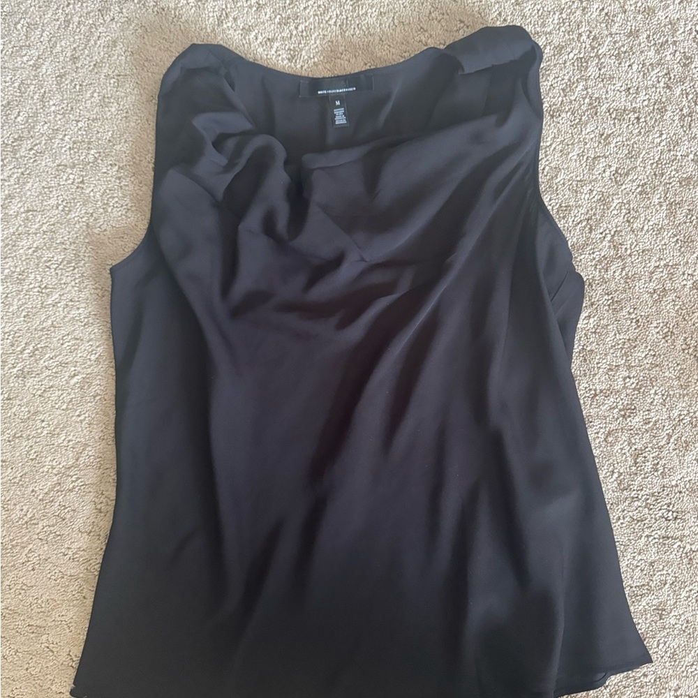 White House Black Market Black Sleeveless Cowl Neck Blouse